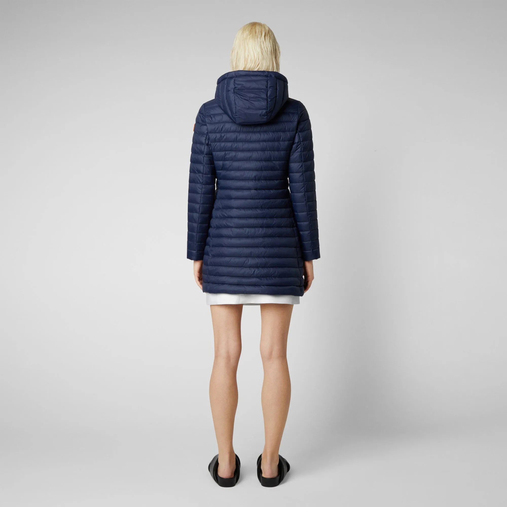 Woman's animal free puffer jacket Bryanna in navy blue