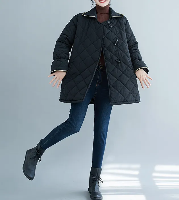 Women Spring Casual Padded Coat Loose Hooded Parka Plus Size Short Coat Jacket