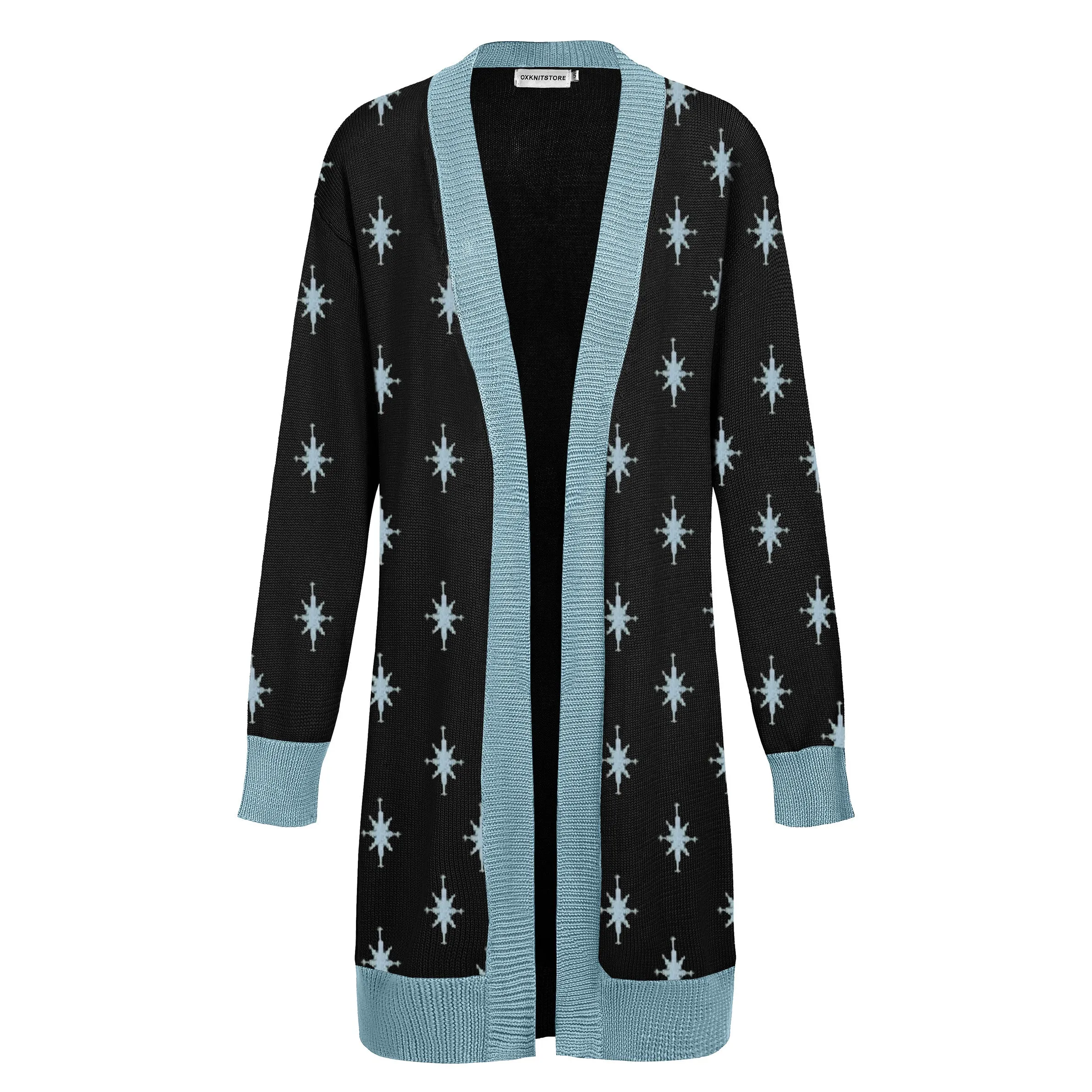 Women's blue vintage long cardigan sweater coat