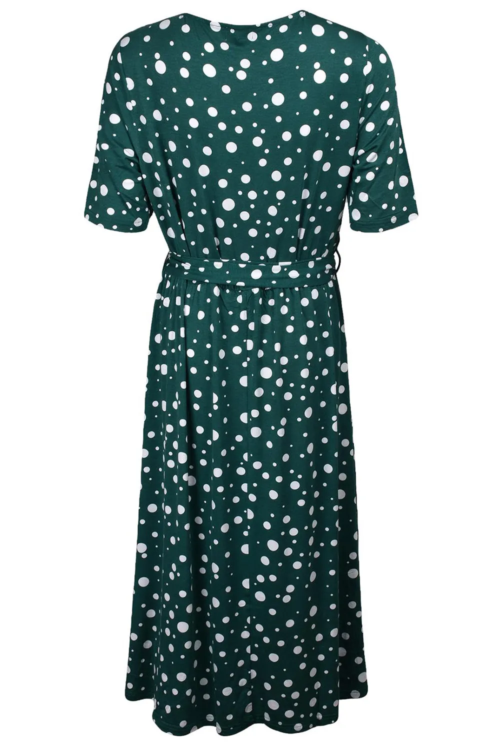 Womens Polka Dot Midi Dress with Waist Belt