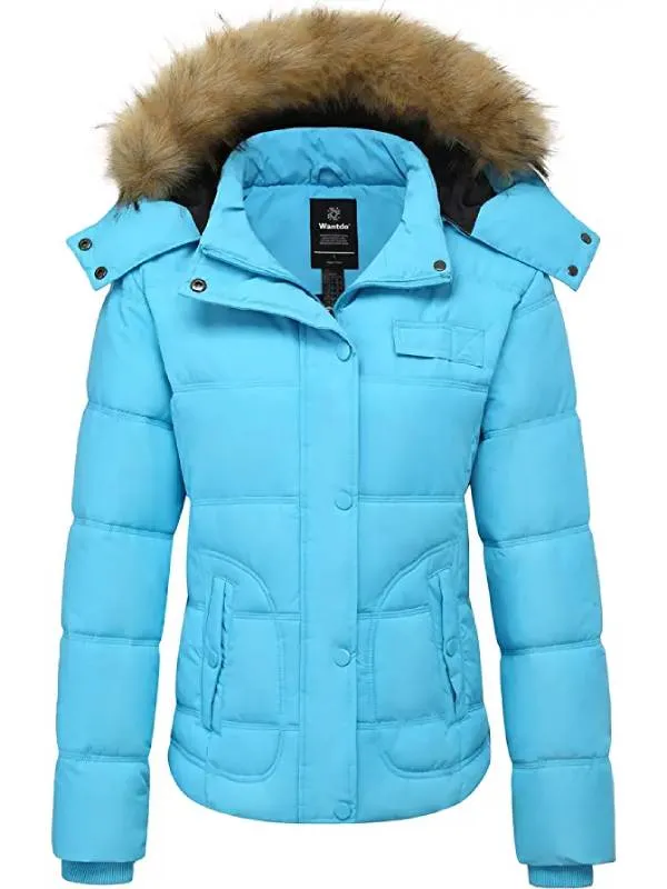 Women's Quilted Puffer Jacket Padded with Faux Fur Hooded Valley II