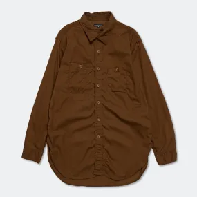 Work Shirt - Brown Cotton Micro Sanded Twill