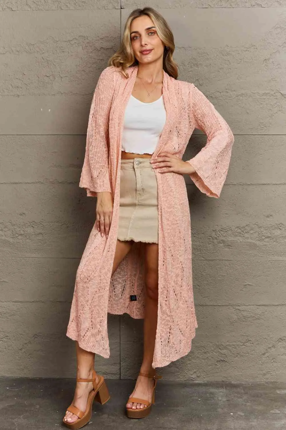 You Make Me Blush Open Front Maxi Cardigan